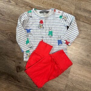 Joules Baby 0-3 Months Cotton Long Sleeve Shirt Pants Set Outfit Winter Holiday